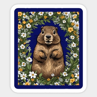 Massachusetts Mayflowers and Groundhog Woodchuck 4 Sticker